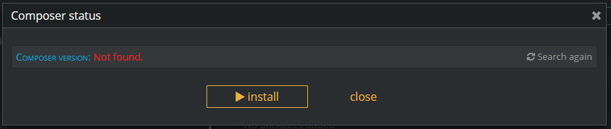 screenshot that displays the button to install Composer